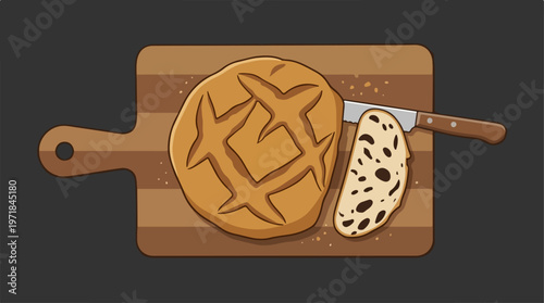 Flatbread on cutting board.