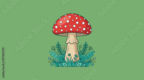 Fly Agaric Mushroom Illustration.