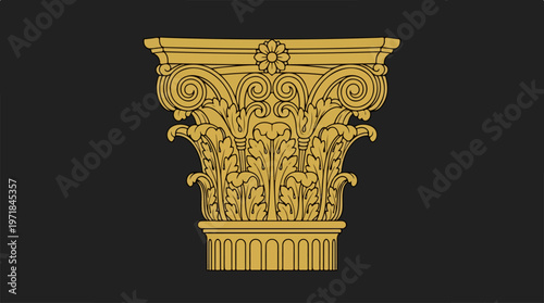 Golden Ancient Greek Column Capital.