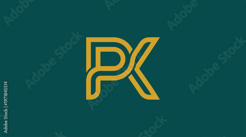 Golden Letter PK Logo Design.