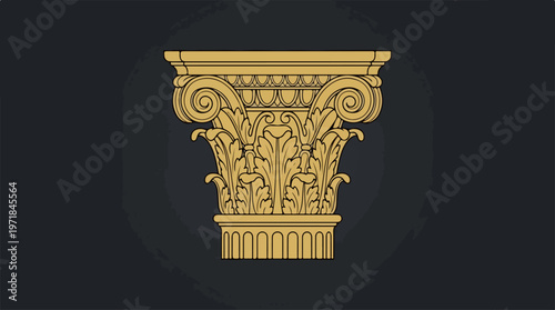 Golden ornate column capital.