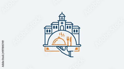 Elegant Restaurant Symbol with Building and Service