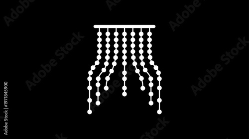 Abstract White Strand of Lights on Black Background