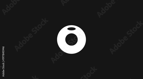 Abstract White Circle with a Hole on Black Background
