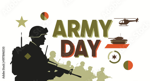 Army Day celebration with soldier silhouette.