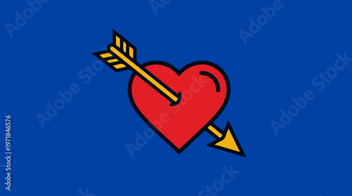 Heart pierced by arrow symbol.