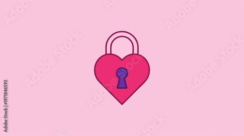Heart Shaped Lock Icon Symbol.