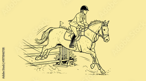 Horse Jumping Over Obstacle.