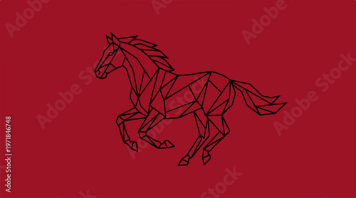 Horse Running Line Art Illustration.