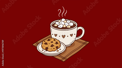 Hot Chocolate and Cookie.
