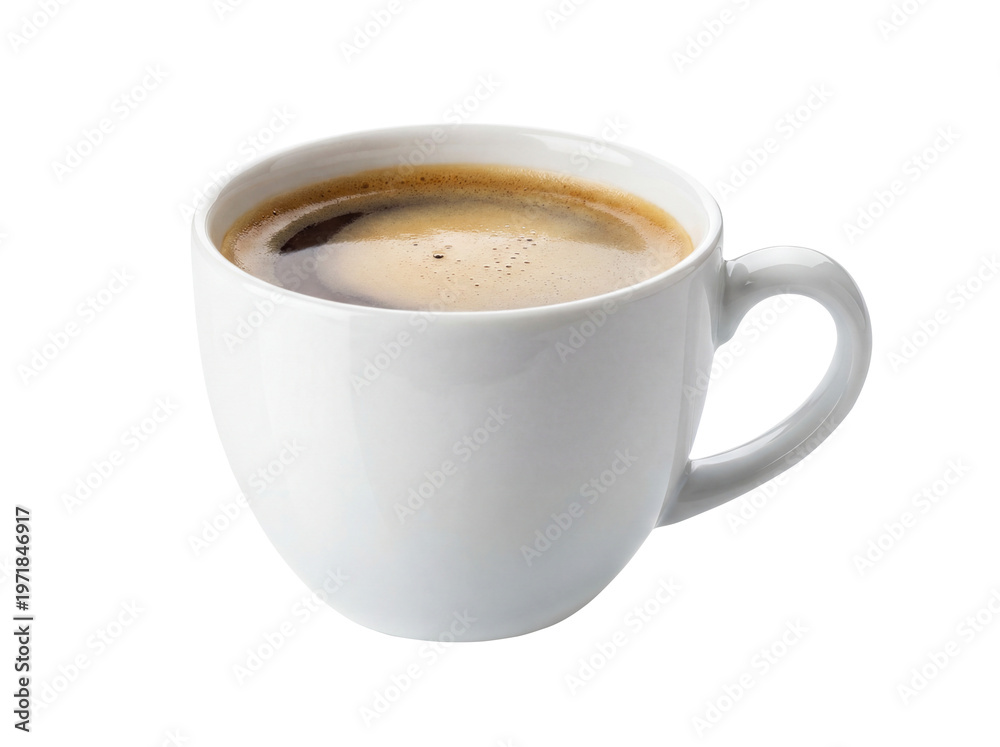 Fototapeta premium Hot Coffee in White Ceramic Mug Isolated on Transparent Background