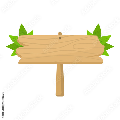 Wooden Sign Board with Leaves