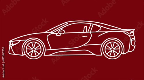 Modern Sports Car Side View.