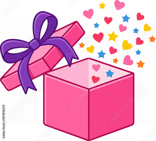 Pink Gift Box with Hearts.