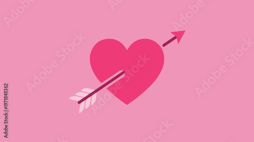 Pink heart pierced by arrow.