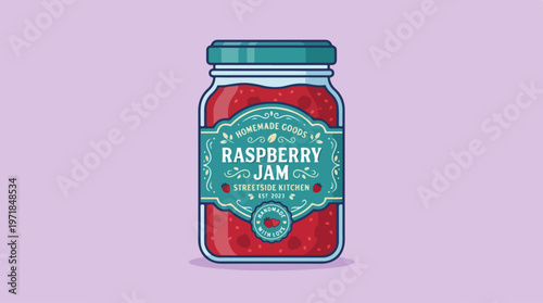 Raspberry Jam in Jar.