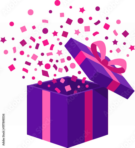 Purple Gift Box Surprise Celebration.