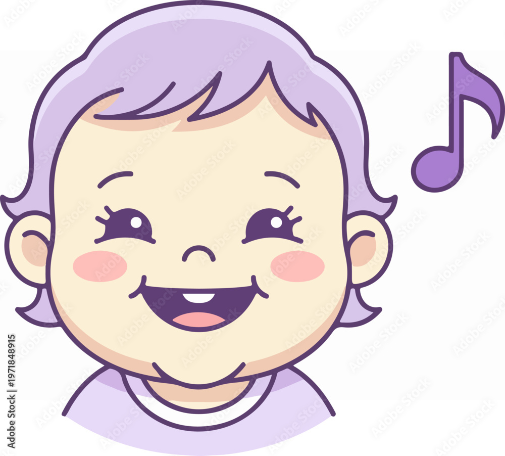 Fototapeta premium Smiling Child Singing Happy Song.