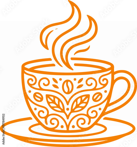 Steaming Cup of Coffee Illustration.