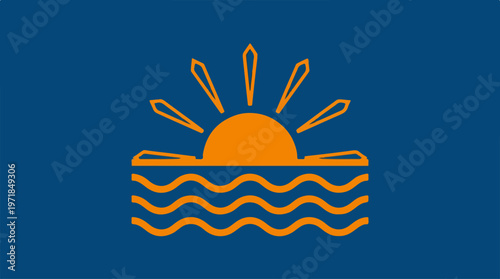 Sunrise over water sports logo.