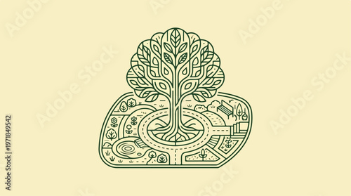 Tree Growing from a Map.