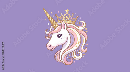 Unicorn Head with Crown.