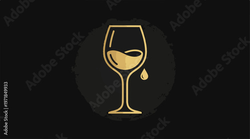 Wine Glass with Liquid Drop.