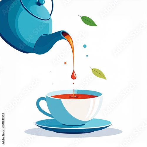 Minimalist Tea Pouring Illustration with Modern Flat Design