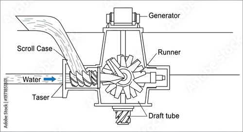 Turbine water wheel generator machine part.