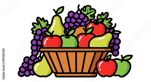 Colorful fruit bowl with apples pears.