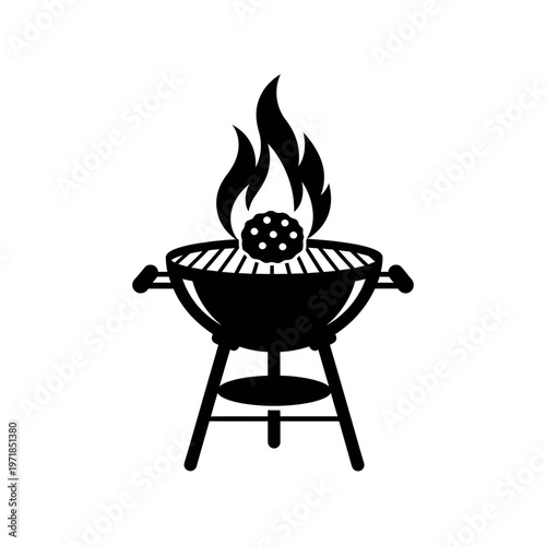 Grilling Icon: The silhouette of a grill cooking a burger, evoking the warmth of a barbecue and the anticipation of a delicious meal.
