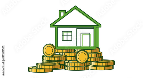 Green house on stacked gold coins.