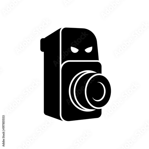Camera Intrigue: An enigmatic camera silhouetted against a stark backdrop, hinting at surveillance or hidden observation. Its lens, a watchful eye, reveals more than meets the surface.