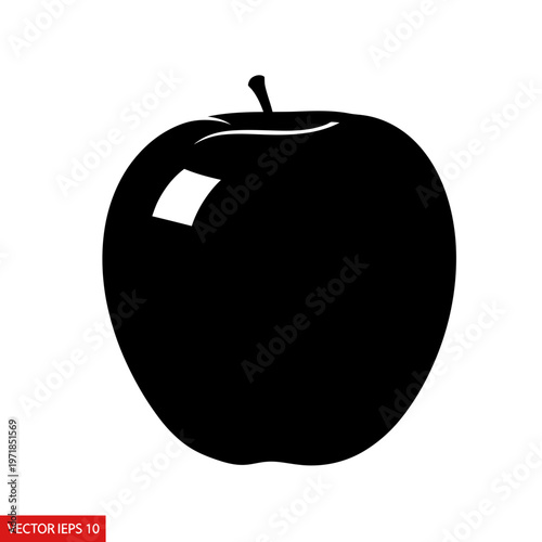 Elegant Silhouette of a Crimson Apple: A simple yet striking silhouette of a ripe, ruby-red apple, evoking freshness and purity. A perfect emblem for health, wellness, and natural living.