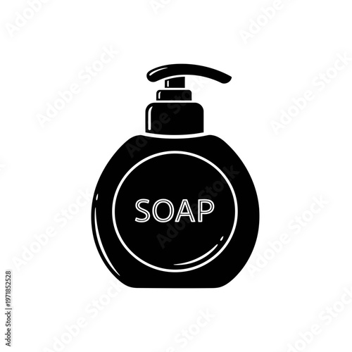 Soap Dispenser Silhouette: A sleek, minimalist silhouette of a soap dispenser, ready for use. Clean lines and modern design.