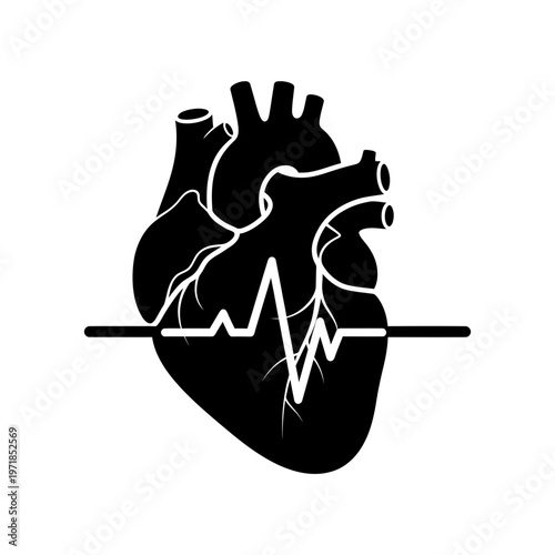 The Vital Rhythm: A minimalist illustration of a human heart, pulsating with the rhythm of life, emphasizing health and the essence of existence.