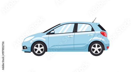 Light Blue Hatchback Car Side View Modern Compact Urban Vehicle Illustration