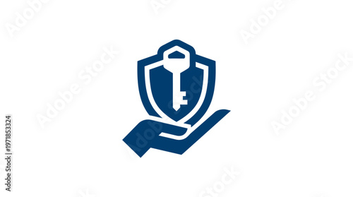 Hand Holding Protective Shield With Key Icon