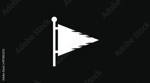 White Pennant Flag On Black Background Minimalist Design