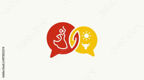 Spanish Culture Icons Flamenco Dancer and Bull/Sun