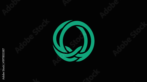 Green Abstract Circular Loop Symbol On Black Background