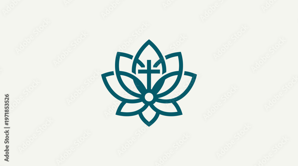 Obraz premium Spiritual Lotus With Christian Cross