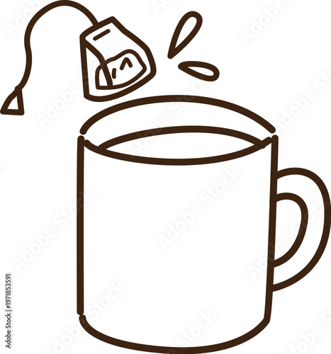 ティーバッグとマグカップ　線画