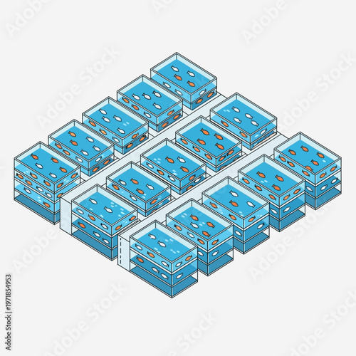Isometric illustration of battery packs arranged in rows.