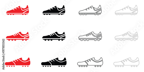 Soccer shoe icon vector, sports shoe American football soccer shoe symbol vector, silhouette and line art illustration