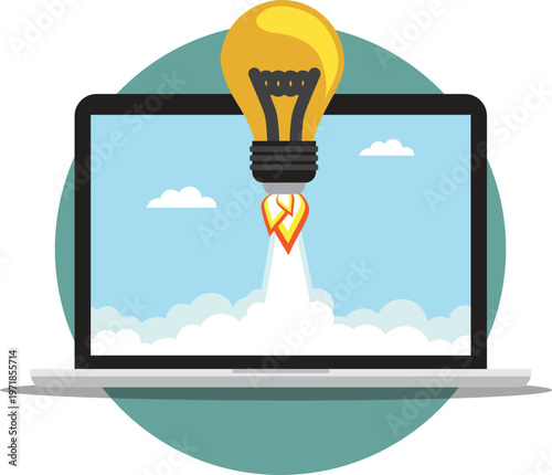 vector illustration of a light bulb with business graph