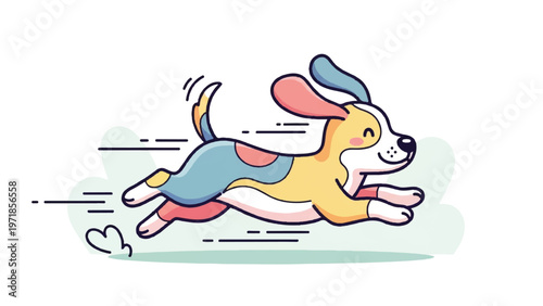 Cartoon dog running fast outside 1.