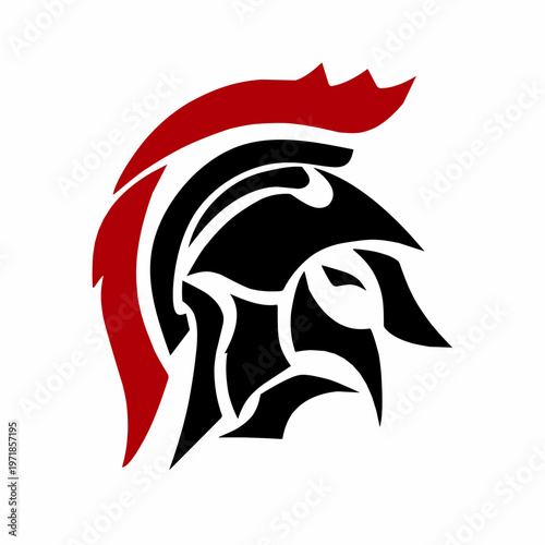 Stylized Spartan Helmet Logo Design, Warrior Knight Silhouette Illustration