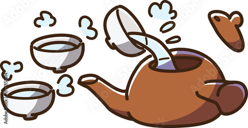 急須にお湯を戻す　カラー