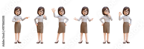 Foto Stylized 3D business woman character in multiple poses